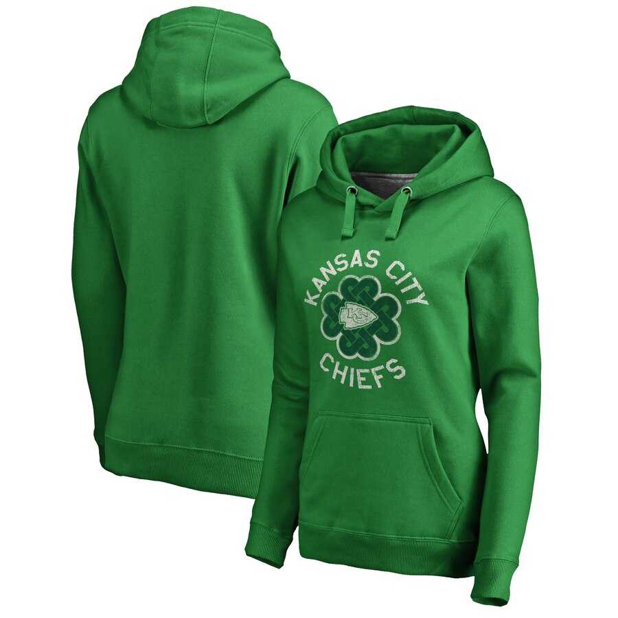 Kansas City Chiefs NFL Pro Line by Fanatics Branded Women St. Patrick Day Luck Tradition Pullover Hoodie Kelly Green
